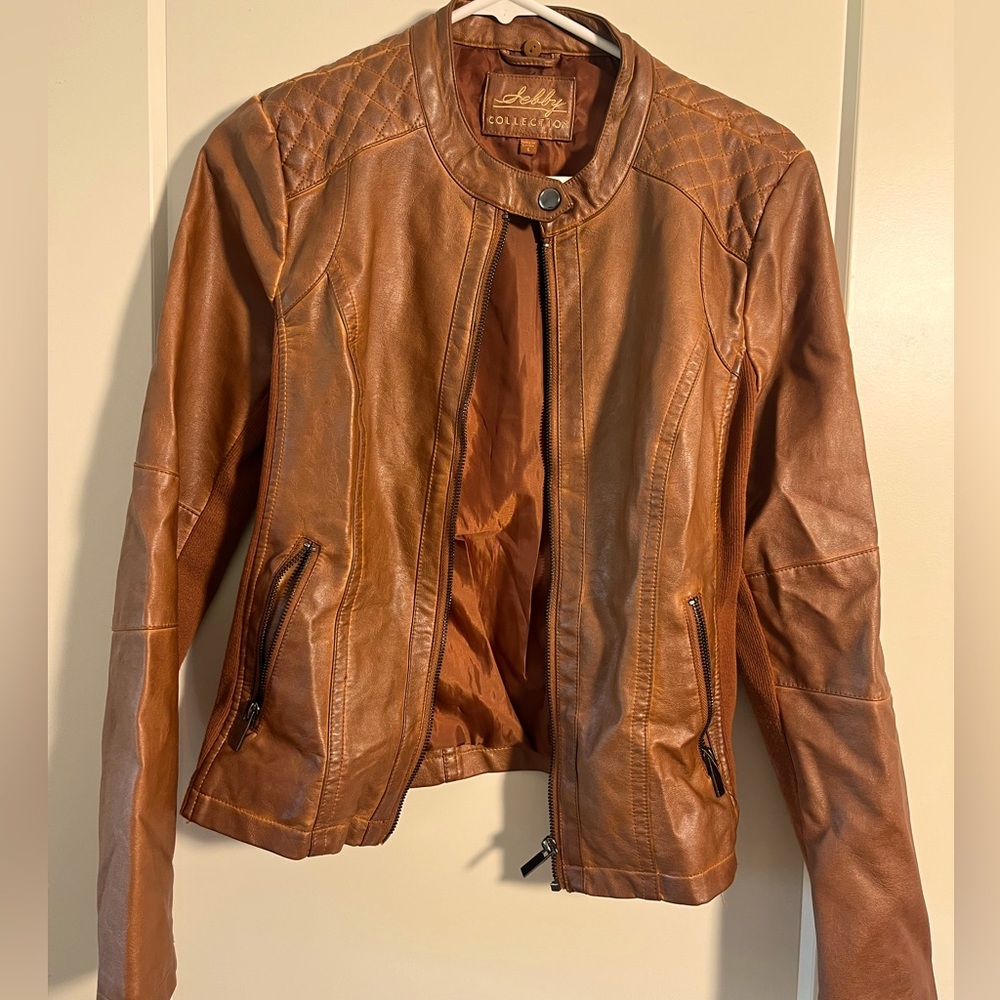 Sebby’s leather jacket brown tan size S